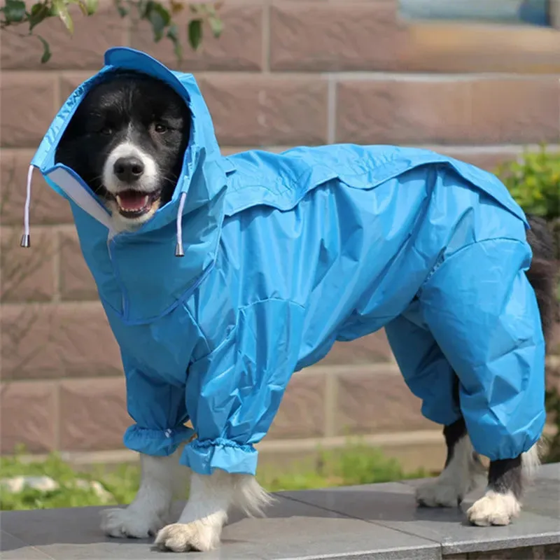 Large Dog Pet Boy Dog Raincoat Waterproof Rain Clothes Jumpsuit For Big Medium Small Dogs Golden Retriever Outdoor Pet Clothing Coat