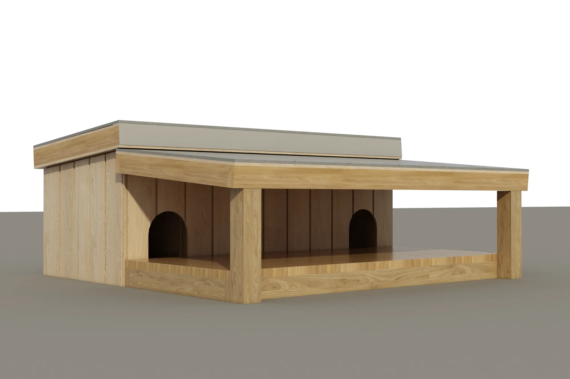 Multi Dog House With Covered Porch - DIY Dog House Plans - Pet Puppy Shelter Kennel Medium