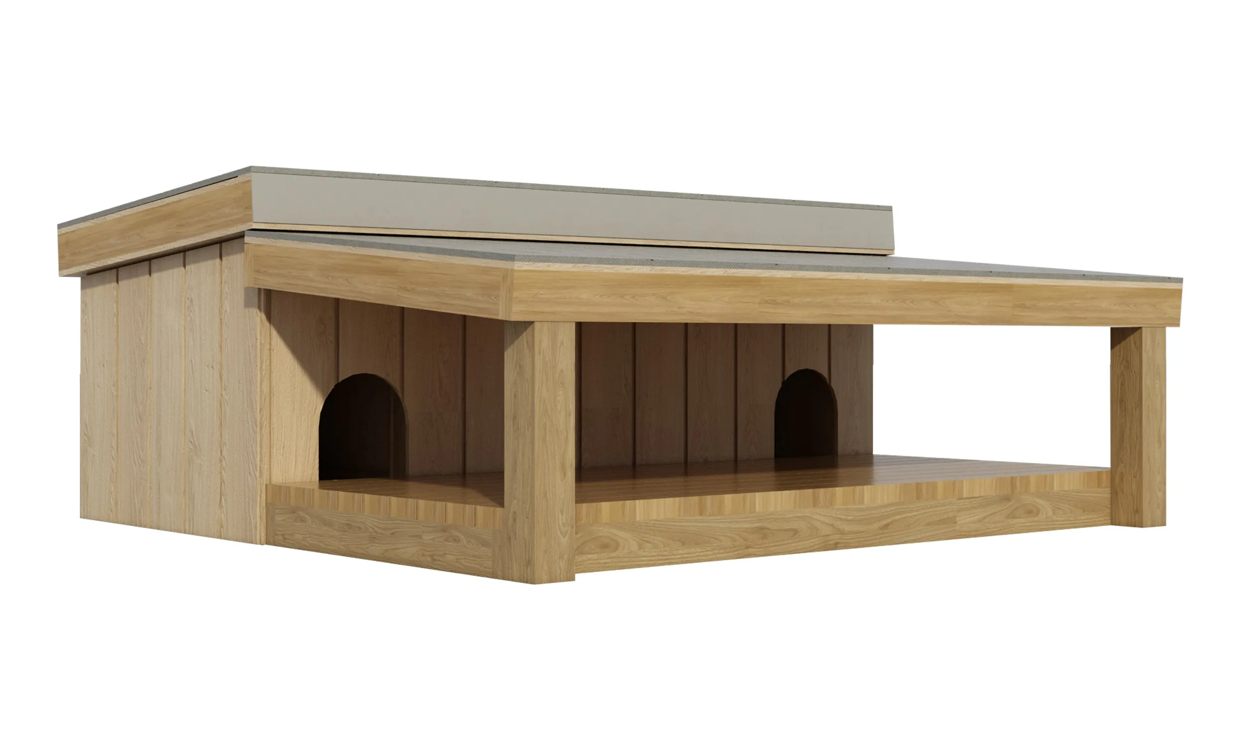 Multi Dog House With Covered Porch - DIY Dog House Plans - Pet Puppy Shelter Kennel Medium