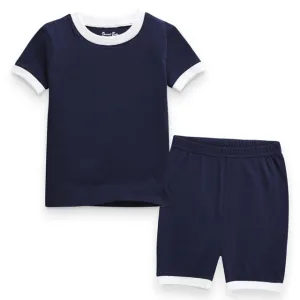 Navy Macaron Short Sleeve Pajamas