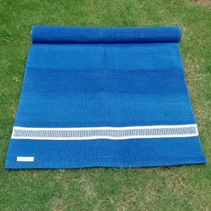 Om | Herbal Cotton Dyed Yoga Mat | Rug - Indigo Blue