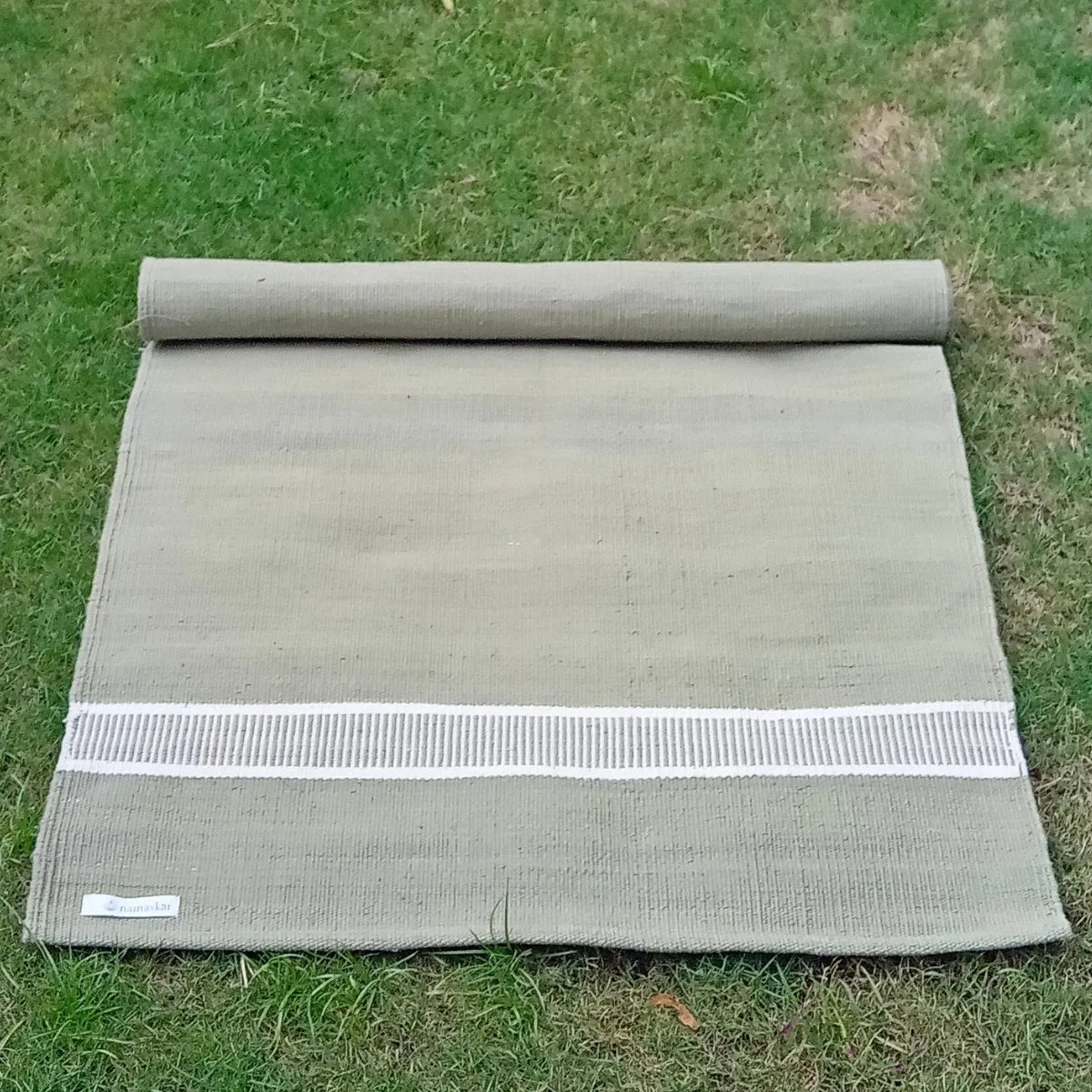 Om | Herbal Cotton Dyed Yoga Mat | Rug - Tulsi Green