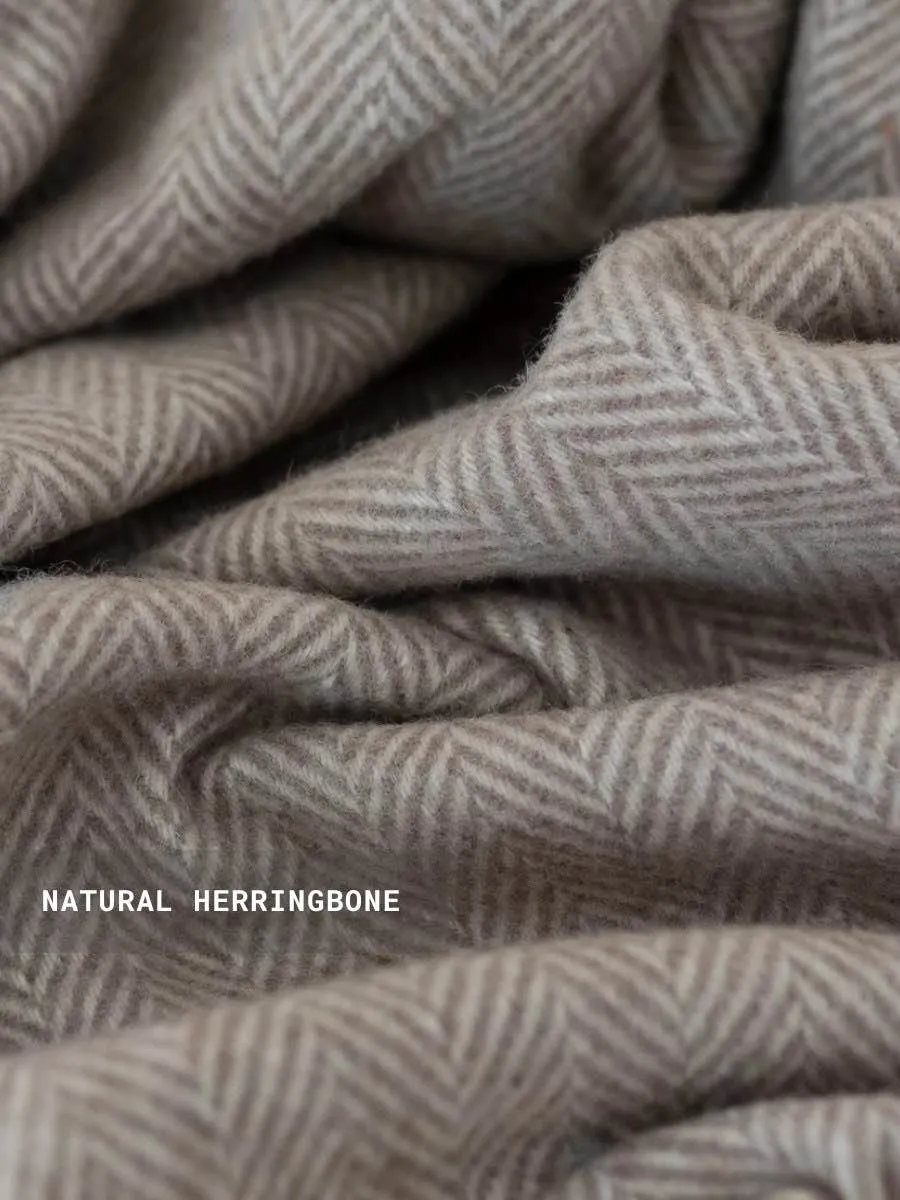 Oversized Recycled Wool Herringbone Blanket