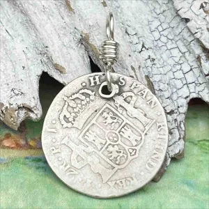 Pirate Chic Silver 2 Reale Spanish Portrait Dollar Dated 1813 - the Legendary "Piece of Eight" Pendant | Artifact #8879