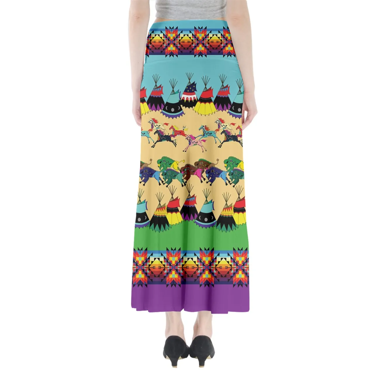 Prairie Bison Full Length Maxi Skirt