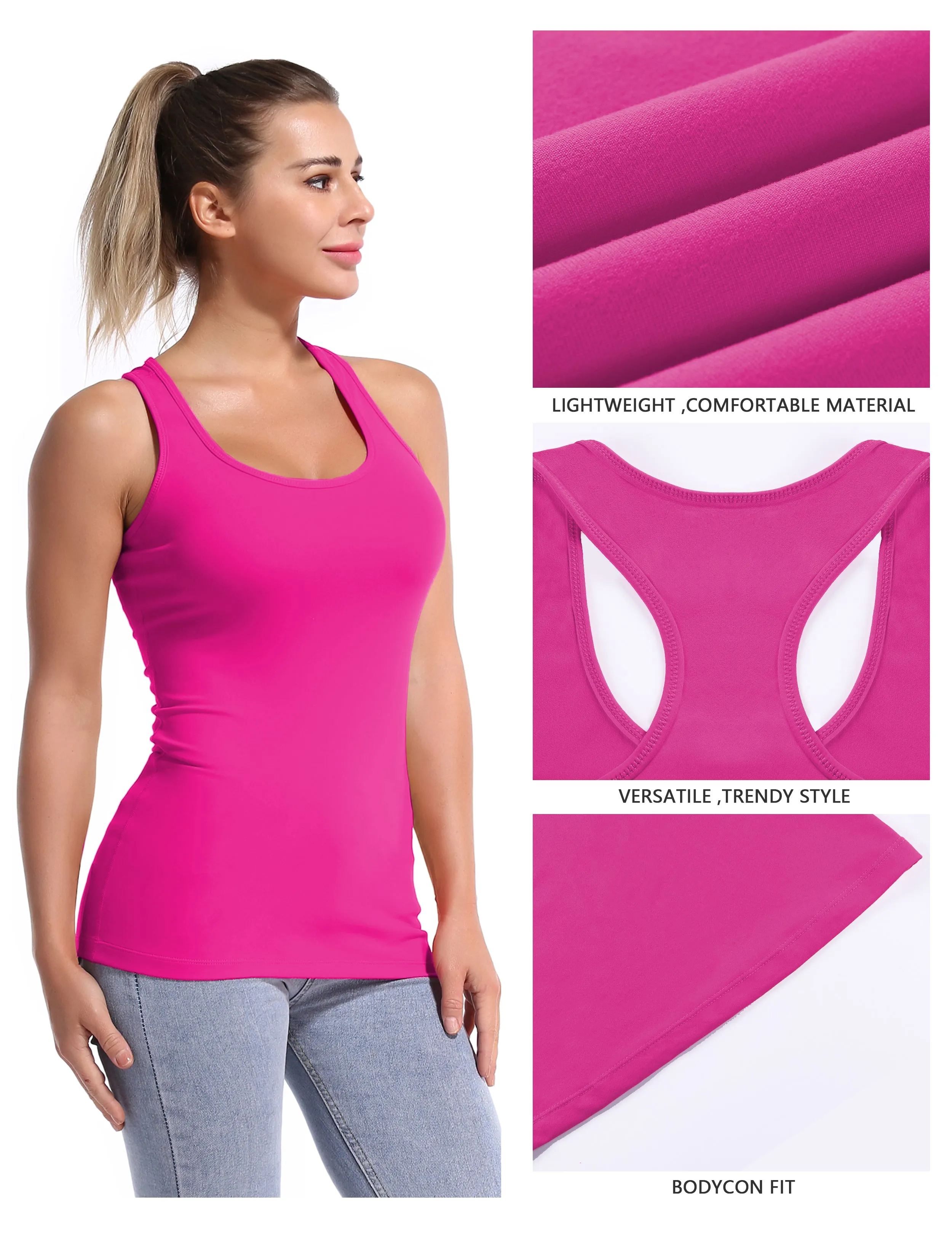 Racerback Athletic Tank Tops magenta_Running