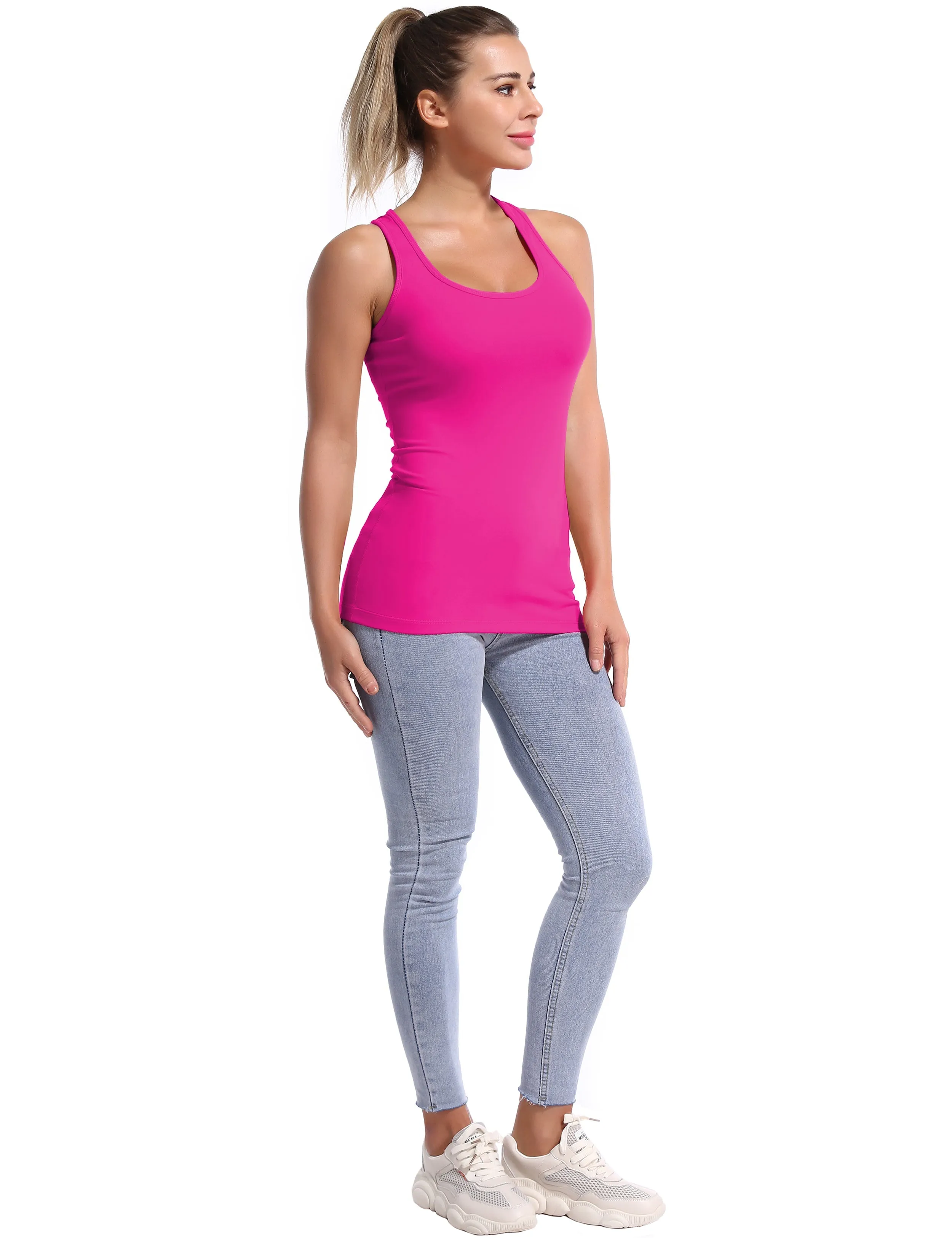 Racerback Athletic Tank Tops magenta_Running