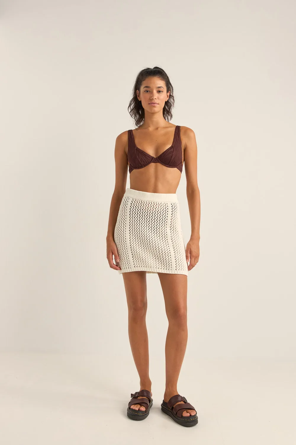 Seashell Knit Mini Skirt Oat