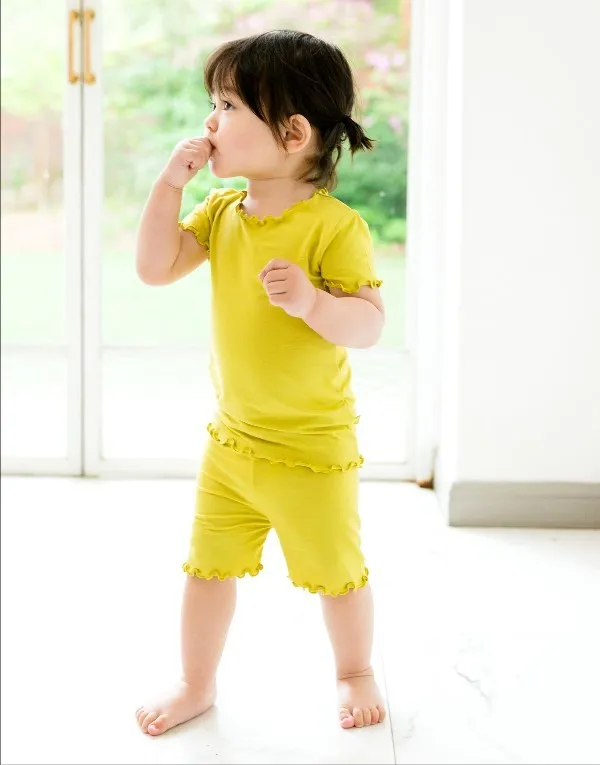 Shirring Olive Short Sleeve Pajamas