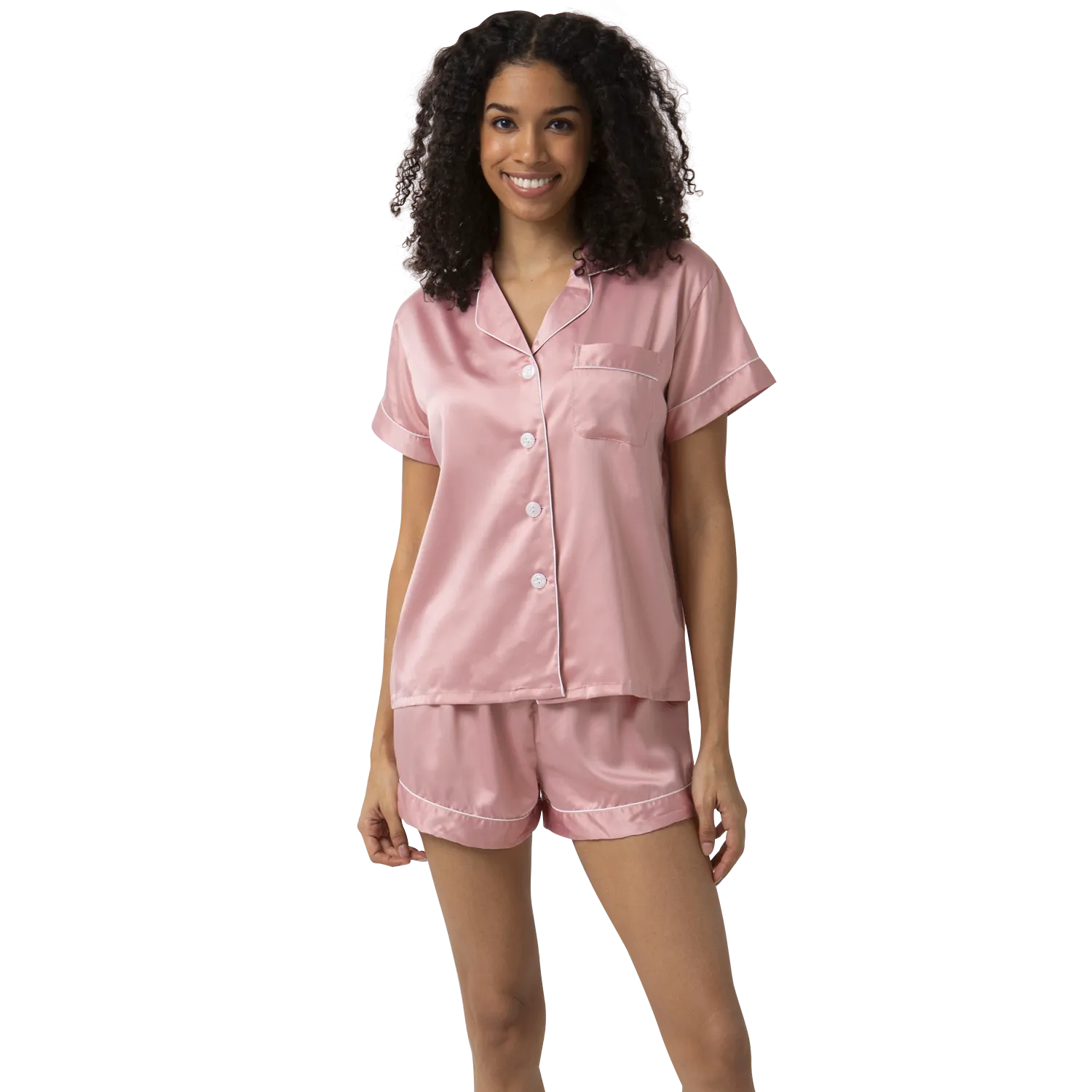 Short Satin Pajamas Set - Back Design