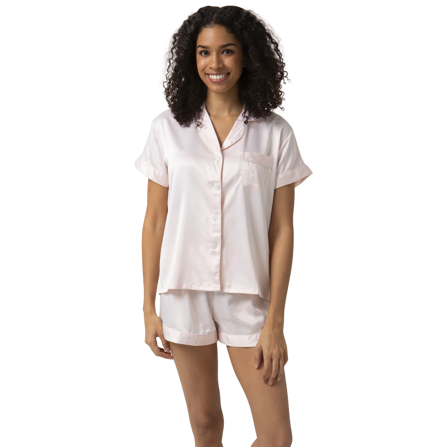 Short Satin Pajamas Set - Back Design