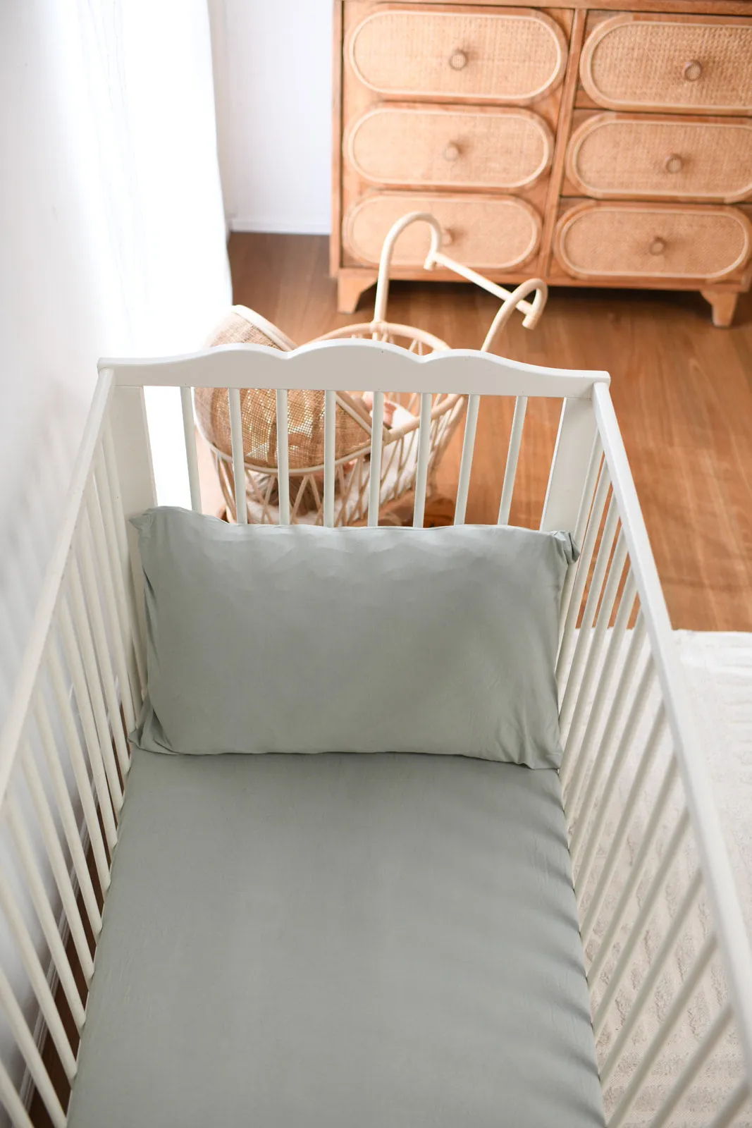 Soft Sage bamboo JERSEY COT sheet