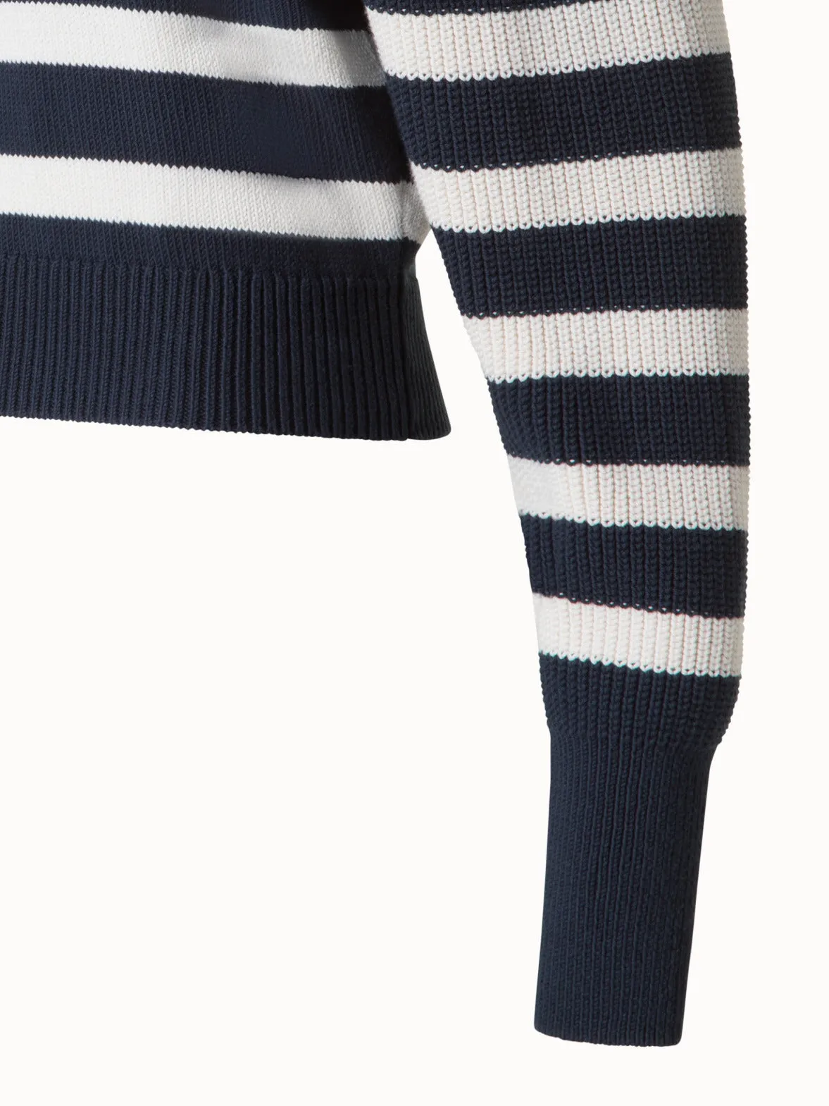 Striped Marine Style Sweater with Sailor Collar