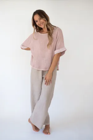 the Awakea short sleeves Linen Top