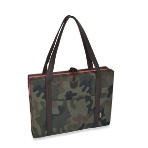 Travel Dog Bed - Camouflage with Quilted Pink Lining