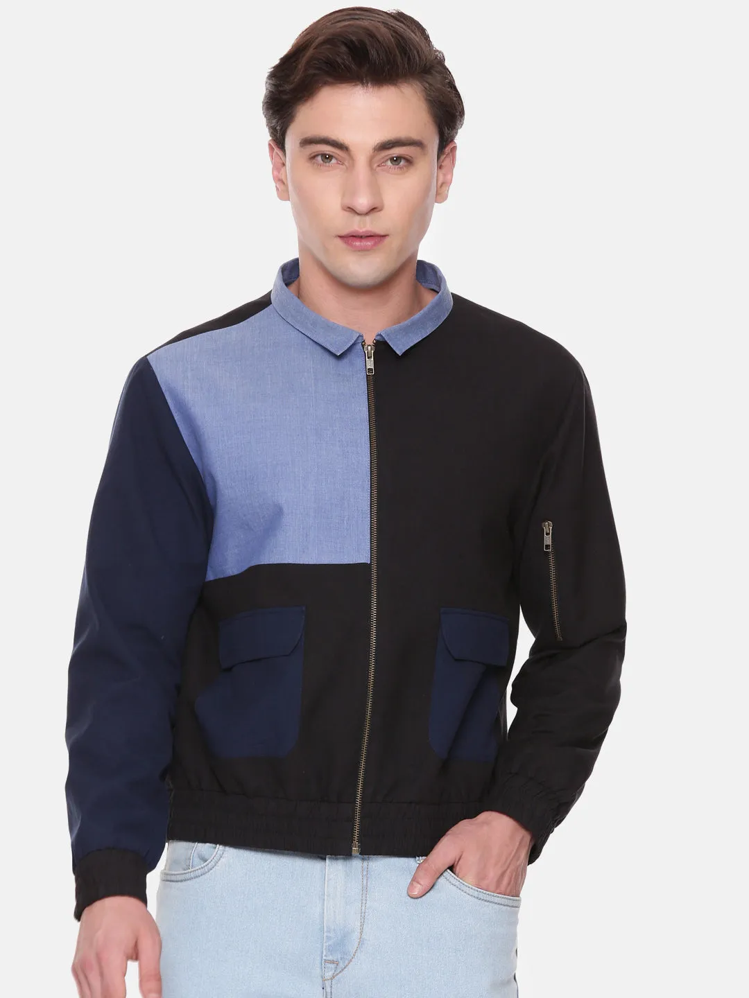 Tri Color Cotton Bomber Jacket - MMBJ020