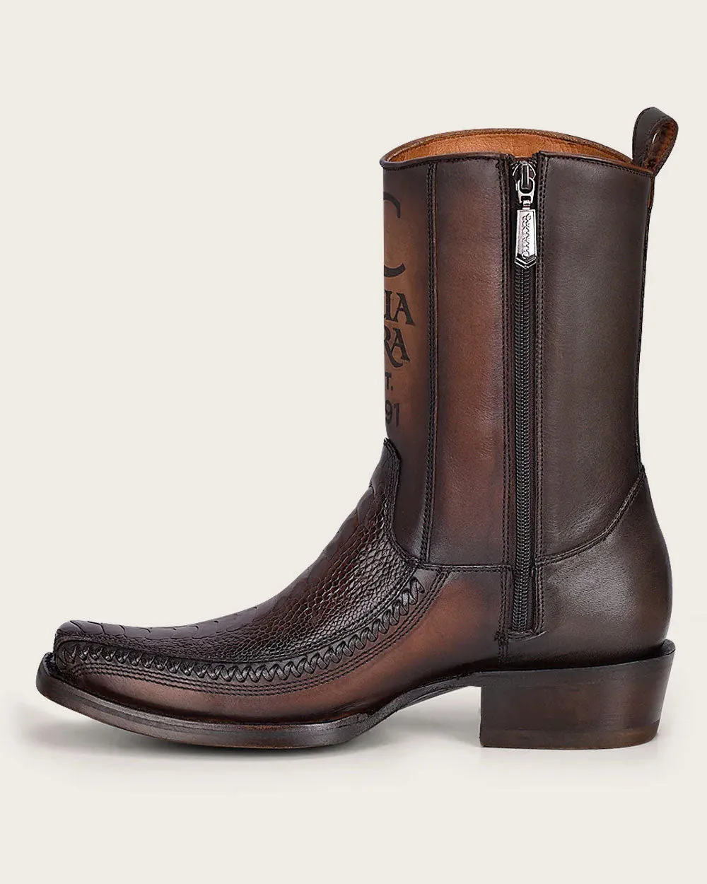 Urban brown ostrich leg boot