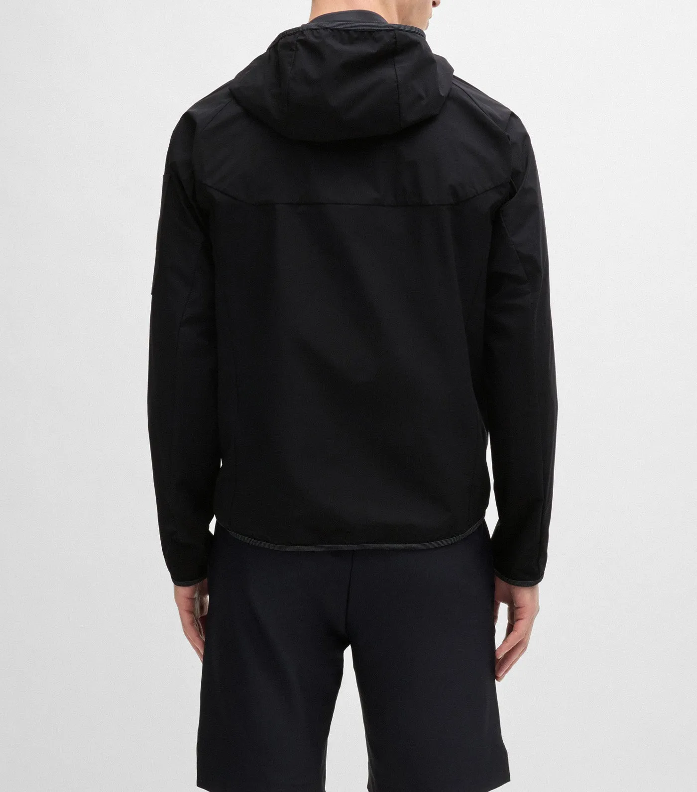 Water-Repellent Hooded Jacket in Stretch Poplin