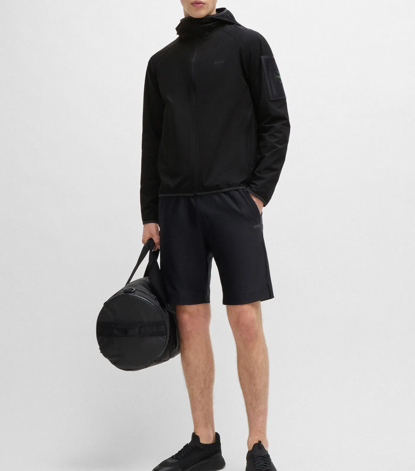 Water-Repellent Hooded Jacket in Stretch Poplin