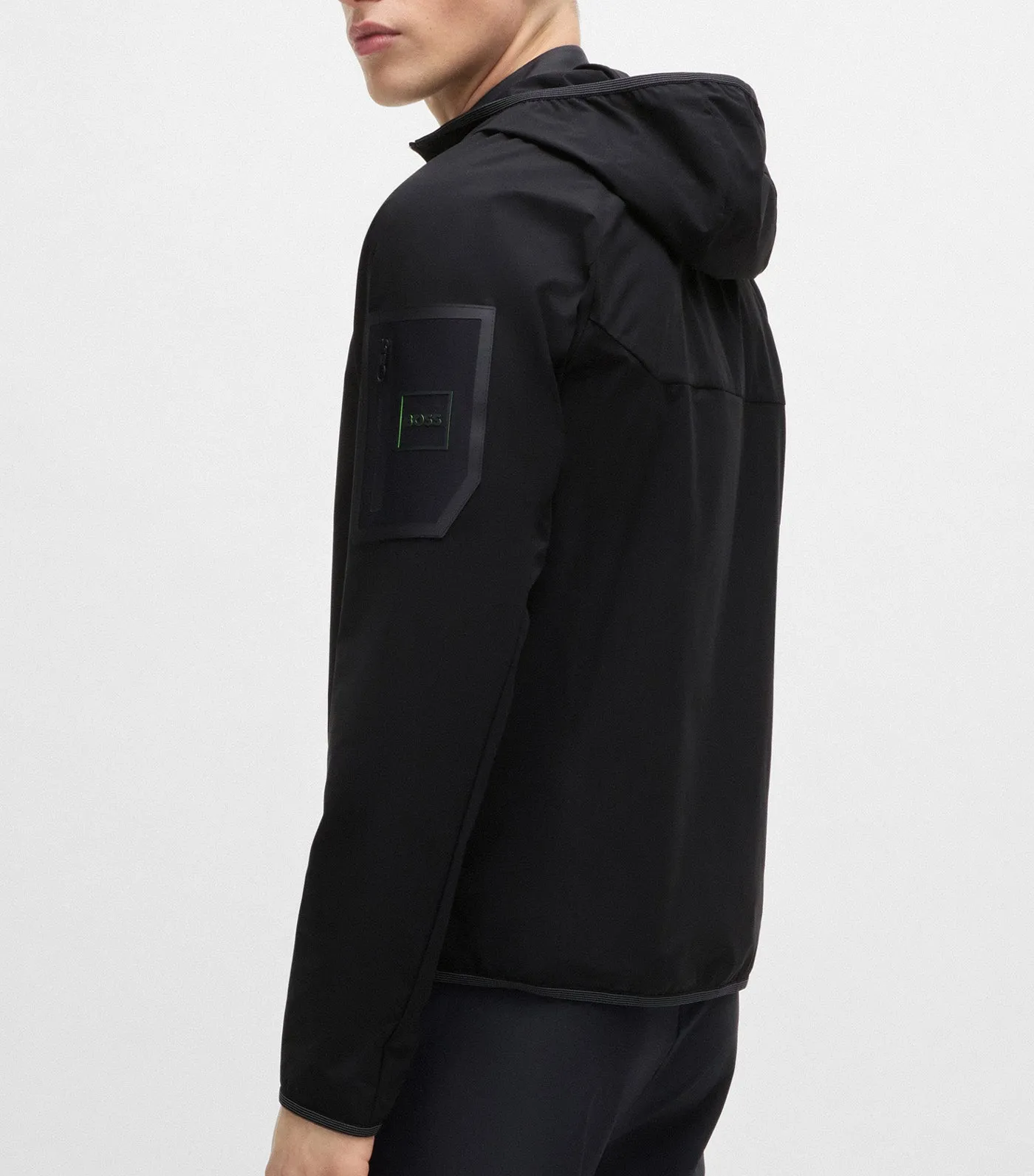 Water-Repellent Hooded Jacket in Stretch Poplin