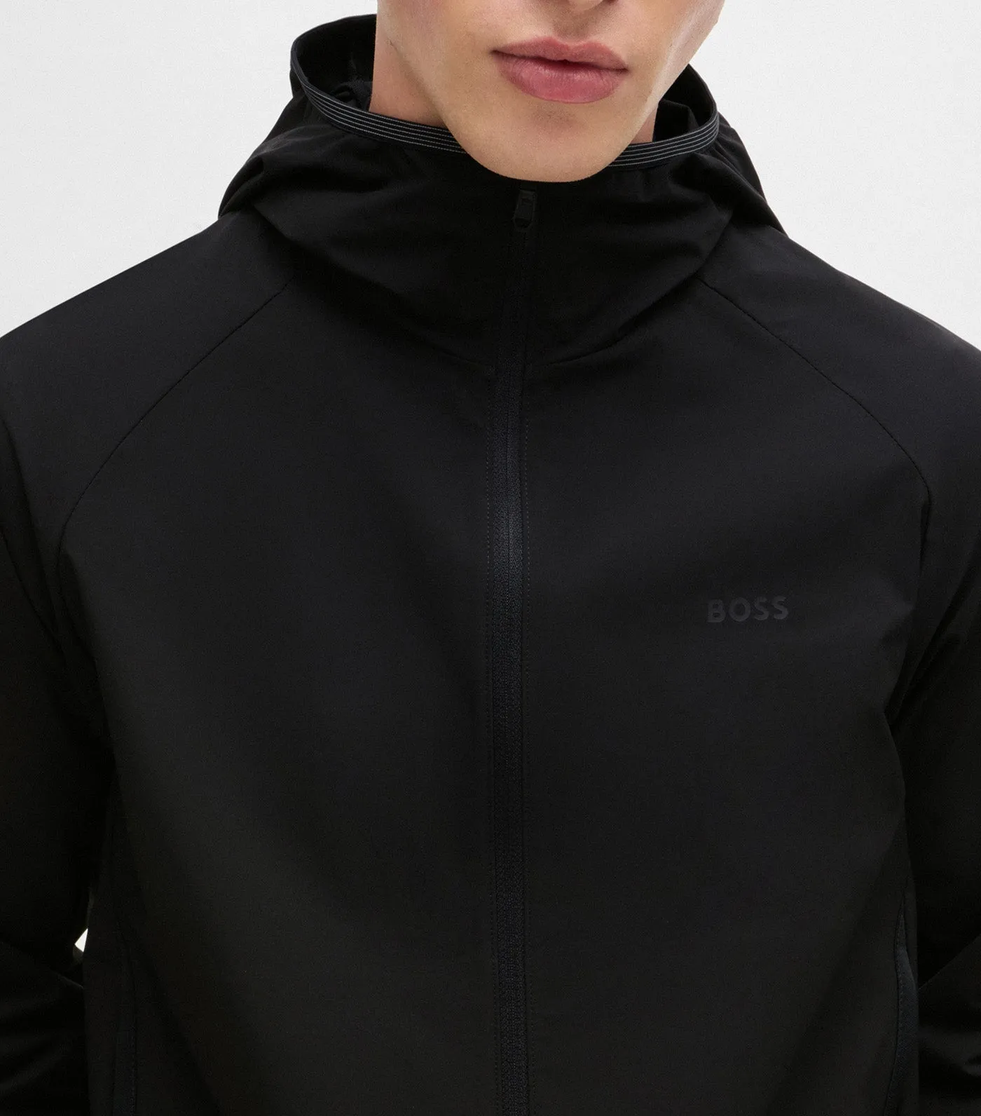 Water-Repellent Hooded Jacket in Stretch Poplin