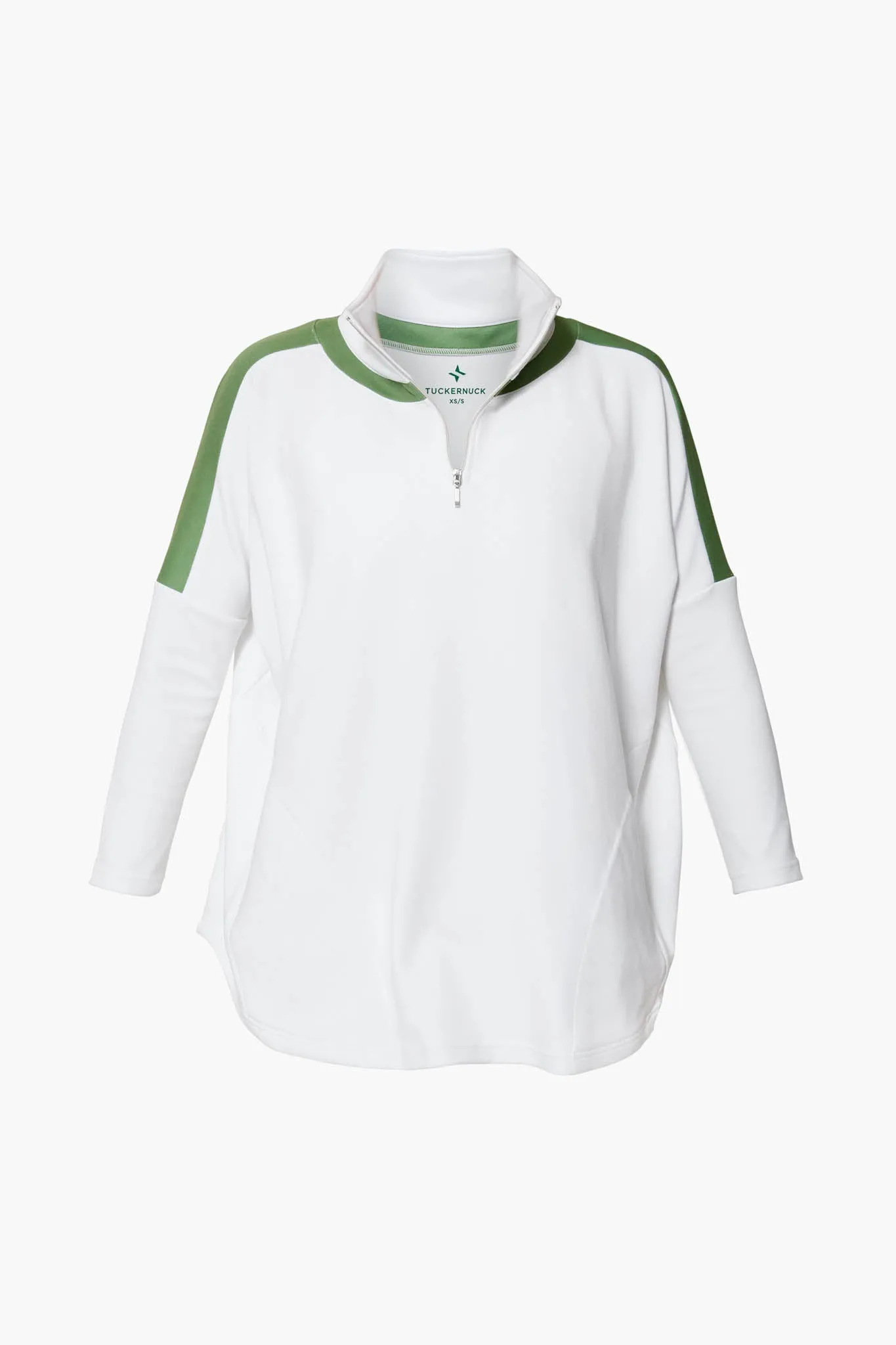 White and French Green Amelie Quarter Zip